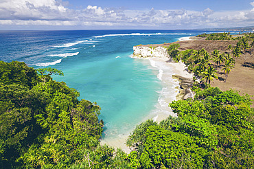 Picturesque tropical coastline of Mbawana Beach with the surf rolling in the distance, East Nusa Tenggara, Indonesia, Kodi Bangedo, Southwest Sumba Regency, East Nusa Tenggara, Indonesia