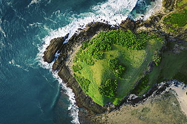 Coastline of Bukit Merese viewed from directly above on Lombok, Indonesia, Lombok, West Nusa Tenggara, Indonesia