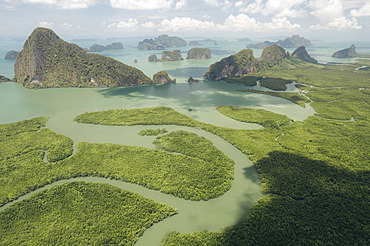 Karst rock formations in Ao Phang Nga National Park in Thailand, Ao Phang Nga, Phang-nga, Thailand