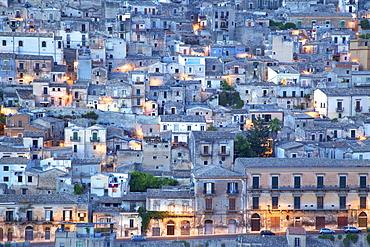 Modica at dusk, Sicily, Italy, Europe