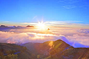 Sunset over Roque Bentayga, Gran Canaria, Canary Islands, Spain, Atlantic Ocean, Europe