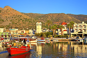 Elounda Harbour, Elounda, Crete, Greek Islands, Greece, Europe