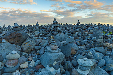 Stone Displays at Playa Jardin, Puerto de la Cruz, Tenerife, Canary Islands, Spain, Atlantic Ocean, Europe