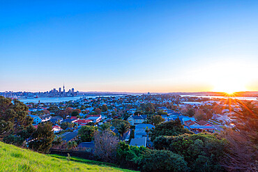 Auckland Skyline at dusk, Auckland, North Island, New Zealand, Pacific