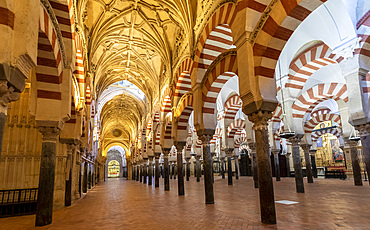 Interior of The Mosque (Mezquita) and Cathedral of Cordoba, UNESCO World Heritage Site, Cordoba, Andalusia, Spain, Europe