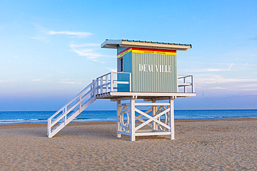 The Lifeguard Lookout Station on The Beach at Deauville, Calvados, Cote Fleurie, Deauville, Normandy, France, Europe