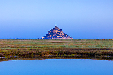 Mont Saint Michel at sunrise, UNESCO World Heritage Site, Normandy, France, Europe