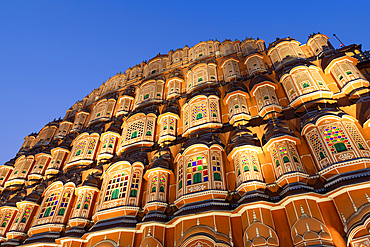 Hawa Mahal (Palace of the Winds) at dusk, Jaipur, Rajasthan, India, South Asia, Asia