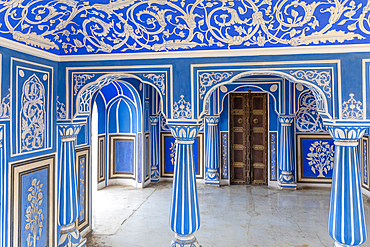 Chhavi Niwas, The Blue Room at The City Palace, City Palace, Jaipur, Rajasthan, India, South Asia, Asia