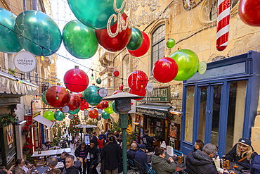 Christmas Street Scene in Valletta, Valletta, Malta, Southern Europe