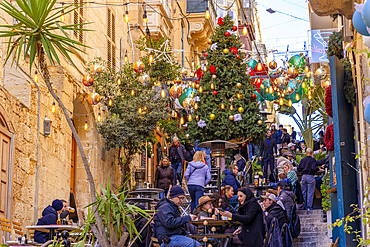 Christmas Street Scene in Valletta, Valletta, Malta, Southern Europe