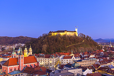 Dusk View of Ljubljana, Ljubljana, Slovenia, Eastern Europe