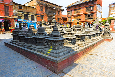 Courtyard with chorten, Swayambunath (Monkey Temple), UNESCO World Heritage Site, Kathmandu, Nepal, Asia