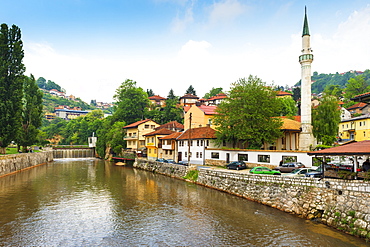 Hajjis Mosque by Miljacka river in Sarajevo, Bosnia and Hercegovina, Europe