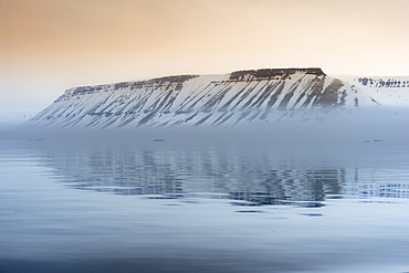 Spitsbergen at sunset in Hinlopen Strait, Norway, Europe