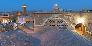 Sultan Amir Ahmad Bathhouse, roof domes at sunset, Kashan, Isfahan Province, Islamic Republic of Iran, Middle East