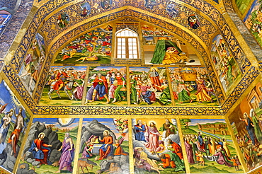 Interior, frescos representing scenes of the Bible, Holy Savior (Vank) Armenian Cathedral, Esfahan, Iran, Middle East