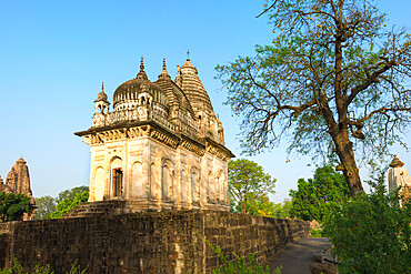 Parvati temple with architectural elements of three religions, Islam, Buddhism, Hinduism, Khajuraho Group of Monuments, UNESCO World Heritage Site, Madhya Pradesh state, India, Asia