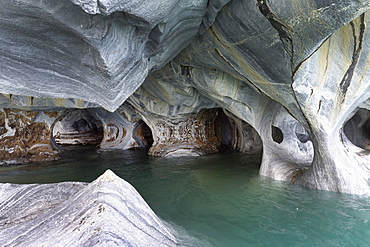 Marble Caves Sanctuary caused by water erosion, General Carrera Lake, Puerto Rio Tranquilo, Aysen Region, Patagonia, Chile, South America