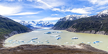 Glacial lake with small icebergs floating, Laguna San Rafael National Park, Aysen Region, Patagonia, Chile, South America