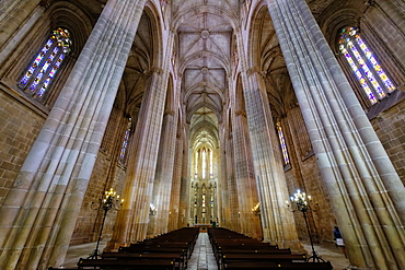 Interior, Dominican Monastery of Batalha (Saint Mary of the Victory Monastery), UNESCO World Heritage Site, Batalha, Leiria district, Portugal, Europe