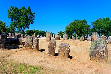 Almendres Cromlech, Megalithic Site, Nossa Senhora de Guadalupe, Valverde, Evora, Alentejo, Portugal, Europe