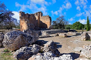 Roman Ruins of Milreu, Temple, Estoi, Faro district, Algarve, Portugal, Europe