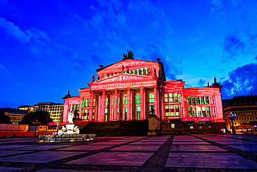 Konzerthaus Berlin and Schiller monument during the Festival of Lights, Gendarmen Square, Unter den Linden, Berlin, Germany, Europe