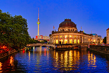 Bode Museum at night, Museum Island, UNESCO World Heritage Site, Berlin Mitte district, Berlin, Germany, Europe