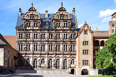 Heidelberg Castle, Courtyard with the Friedrich building, Heidelberg, Baden Wurttemberg, Germany, Europe