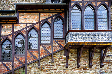 Former Imperial Castle, stained-glass windows, Cochem, Rhineland Palatinate, Germany, Europe