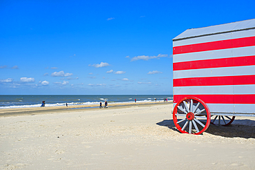 Beach huts, La Panne Beach, West Flanders, Belgium