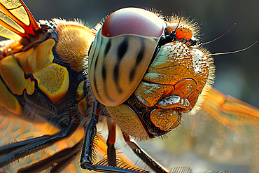 AI generated image of Stylized macro photography of a dragonfly head