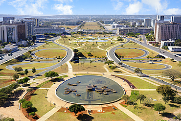 View from the TV Tower over the Monumental Axis or Central Avenue, UNESCO World Heritage Site, Brasilia, Federal district, Brazil, South America