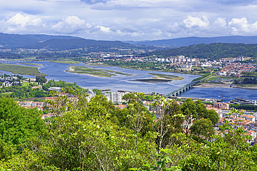 Panorama over Viana do Castelo and the Lima river, Viana do Castelo, Minho, Portugal, Europe