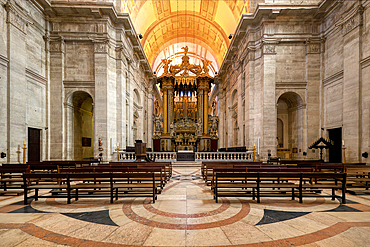 Church and Monastery of Sao Vicente de Fora, Central nave and ceiling, Lisbon, Portugal