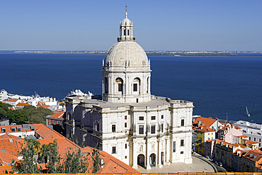 Aerial view over the Church of Santa Engracia converted into National Pantheon, Lisbon, Portugal