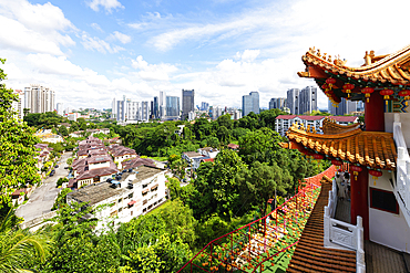 Thean Hou Temple to the Goddess Mazu and Kuala Lumpur skyline, Malaysia, Asia