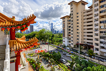 Thean Hou Temple to the Goddess Mazu and Kuala Lumpur skyline, Malaysia, Asia