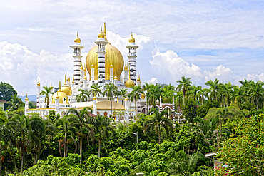 Ubudiah Mosque with golden dome in Moorish style, Kuala Kangsar, Perak state, Malaysia