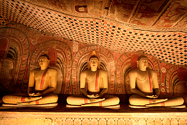 Buddha statues and murals in Dambulla Cave Temple, Dambulla, Sri Lanka