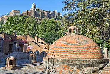 Sulphur bath cupola, Narikala Fortress and St. Nicholas Church, Tbilisi, Georgia, Caucasus, Asia