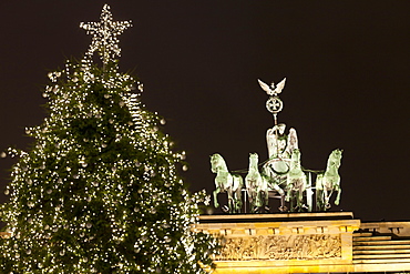 The Brandenburg Gate and Christmas Tree, Berlin, Germany, Europe