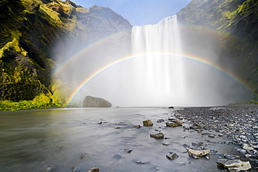 Double rainbow over Skogar Waterfall, Skogar, Iceland, Polar Regions