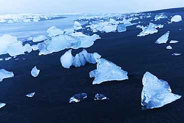 Icebergs on the beach at Jokulsarlon, Iceland, Polar Regions