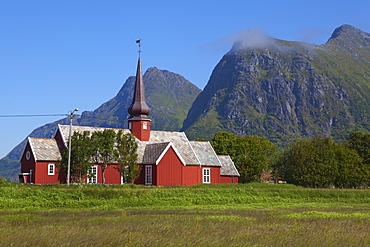 Flakstad Church, Lofoten Islands, Norway, Scandinavia, Europe