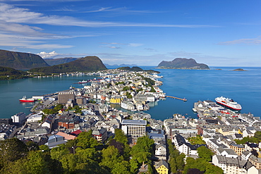 Elevated view over Alesund, Sunnmore, More og Romsdal, Norway, Scandinavia, Europe