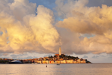 Old town and the cathedral of St. Euphemia at sunset, Rovinj, Istria, Croatia, Adriatic, Europe 