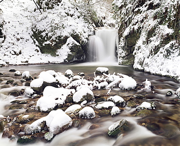 Waterfall Geroldsau in Winter, near Baden Baden, Black Forest, Baden Wurttemberg, Germany, Europe