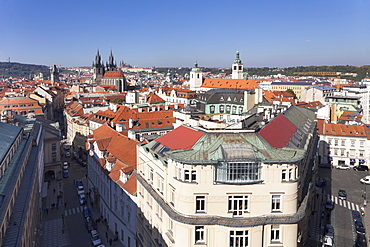 View over the Old Town (Stare Mesto) with Old Town Hall, Tyn Cathedral to Castle District with Royal Palace and St. Vitus cathedral, Prague, Bohemia, Czech Republic, Europe 